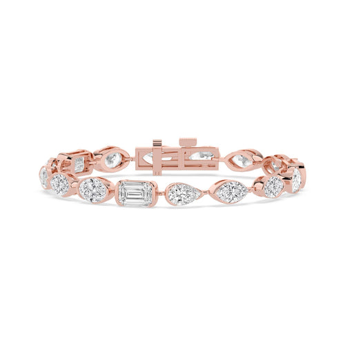 Liv mixed shape statement line lab grown diamond bracelet in rose gold - view 1