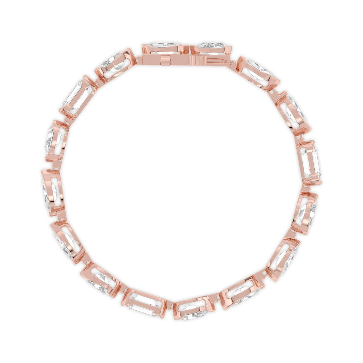 Liv mixed shape statement line lab grown diamond bracelet in rose gold - view 4