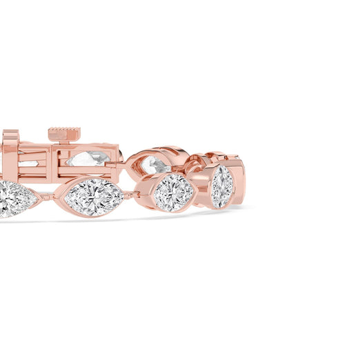 Liv mixed shape statement line lab grown diamond bracelet in rose gold - view 5