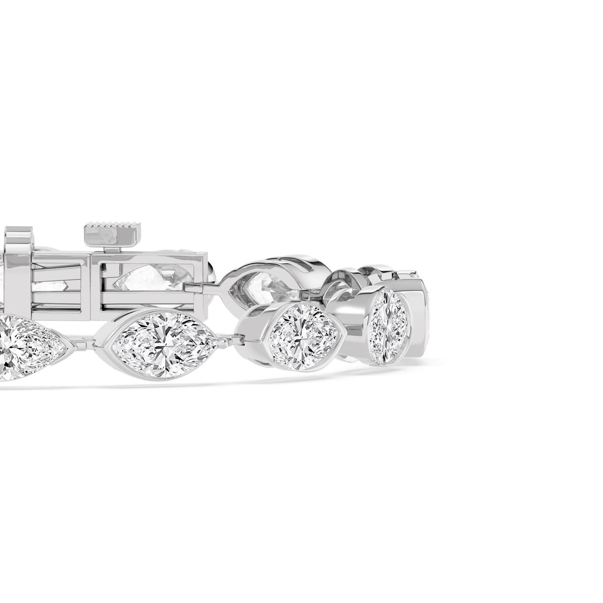 Liv mixed shape statement line lab grown diamond bracelet in white gold - view 5