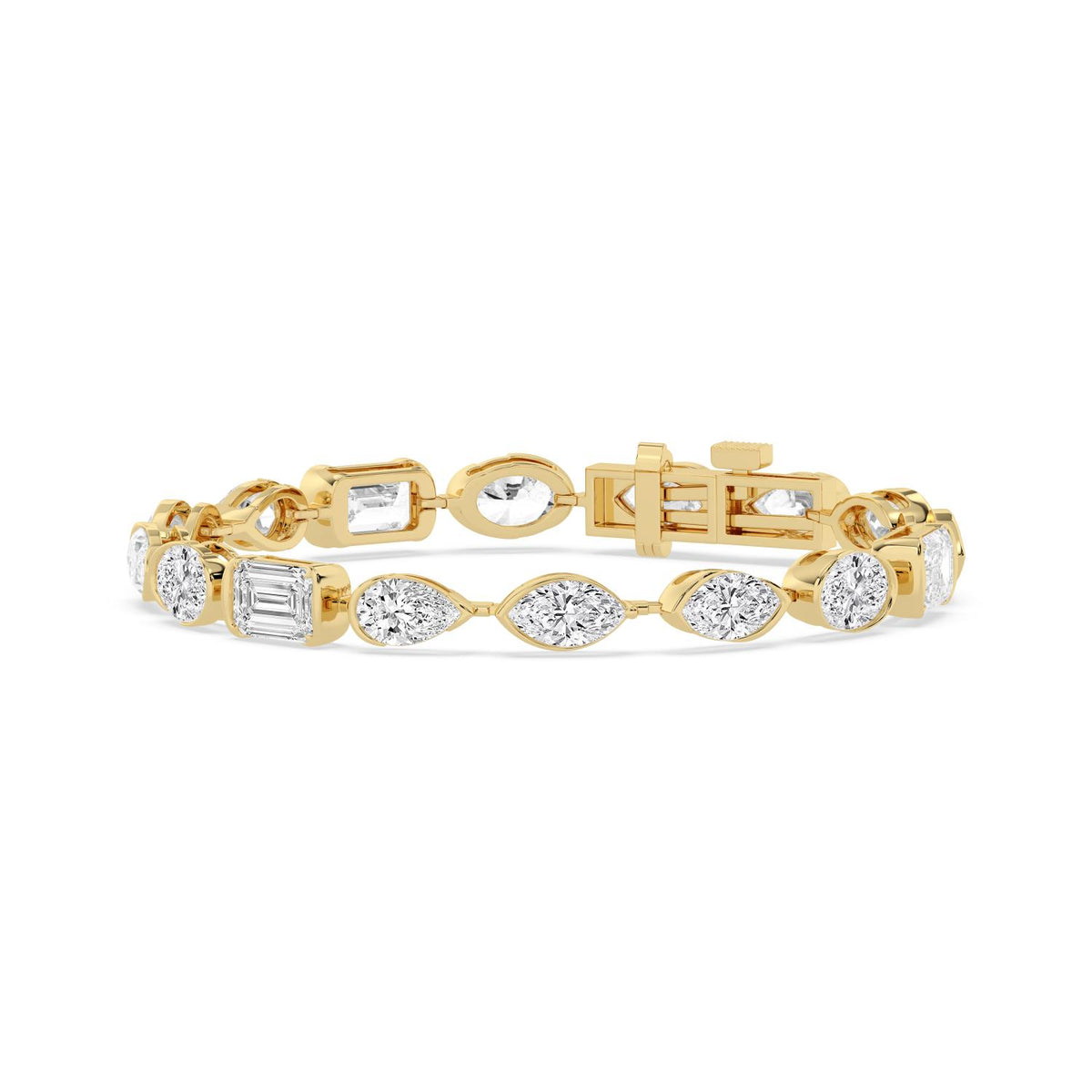 Liv mixed shape statement line lab grown diamond bracelet in yellow gold - view 3