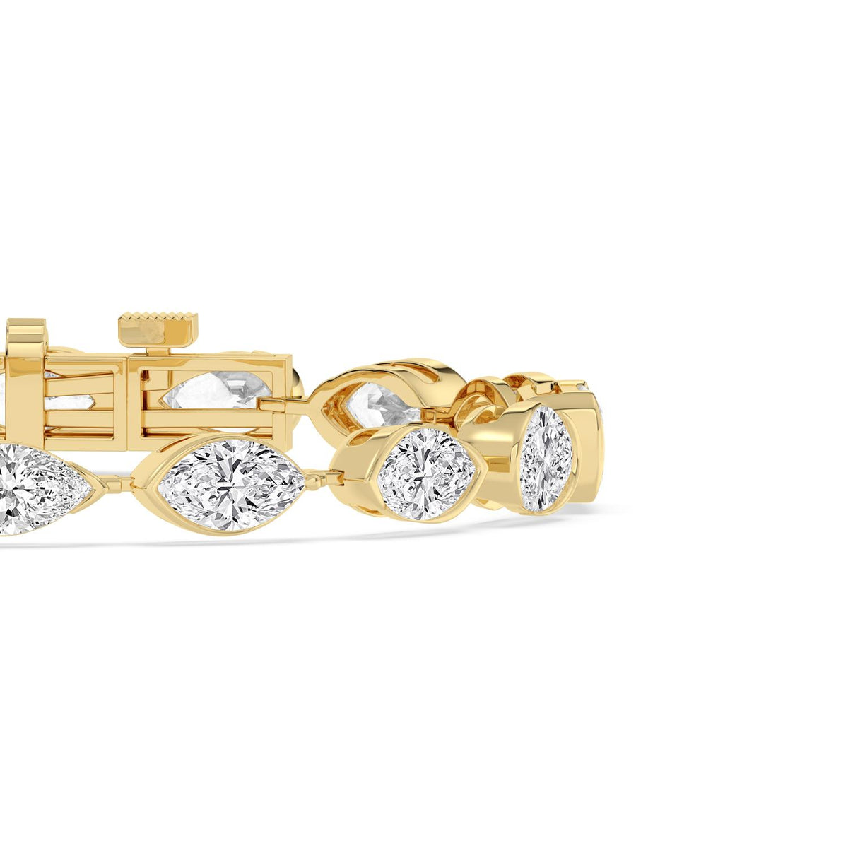 Liv mixed shape statement line lab grown diamond bracelet in yellow gold - view 5