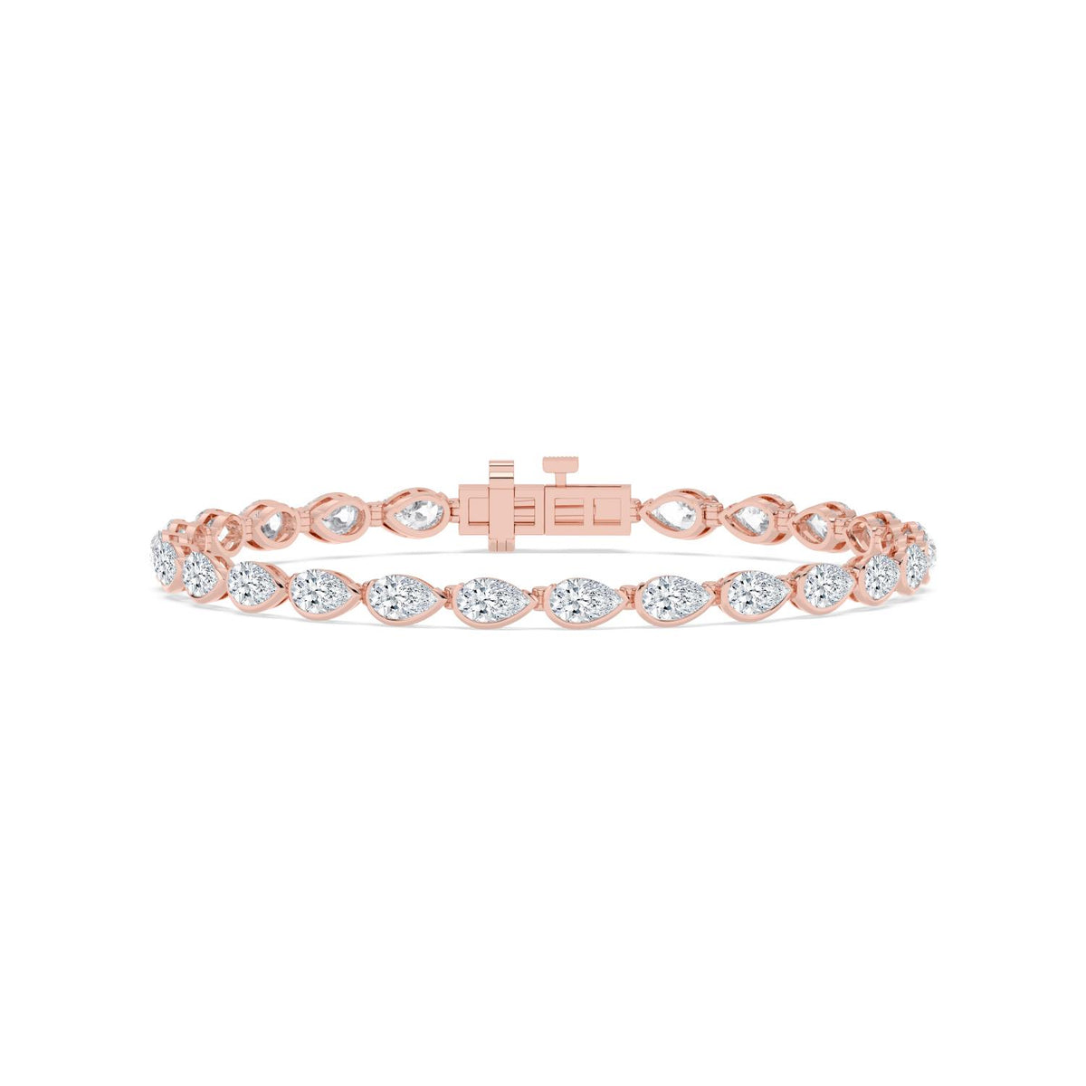 Loren pear diamond line lab grown diamond bracelet in rose gold - view 1