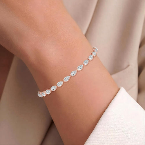 Loren pear diamond line lab grown diamond bracelet in rose gold - view 2