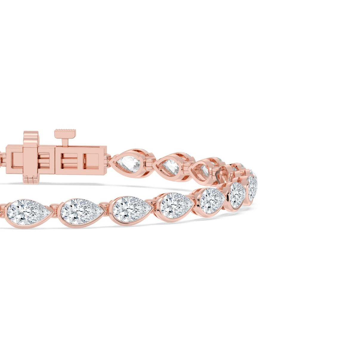 Loren pear diamond line lab grown diamond bracelet in rose gold - view 5