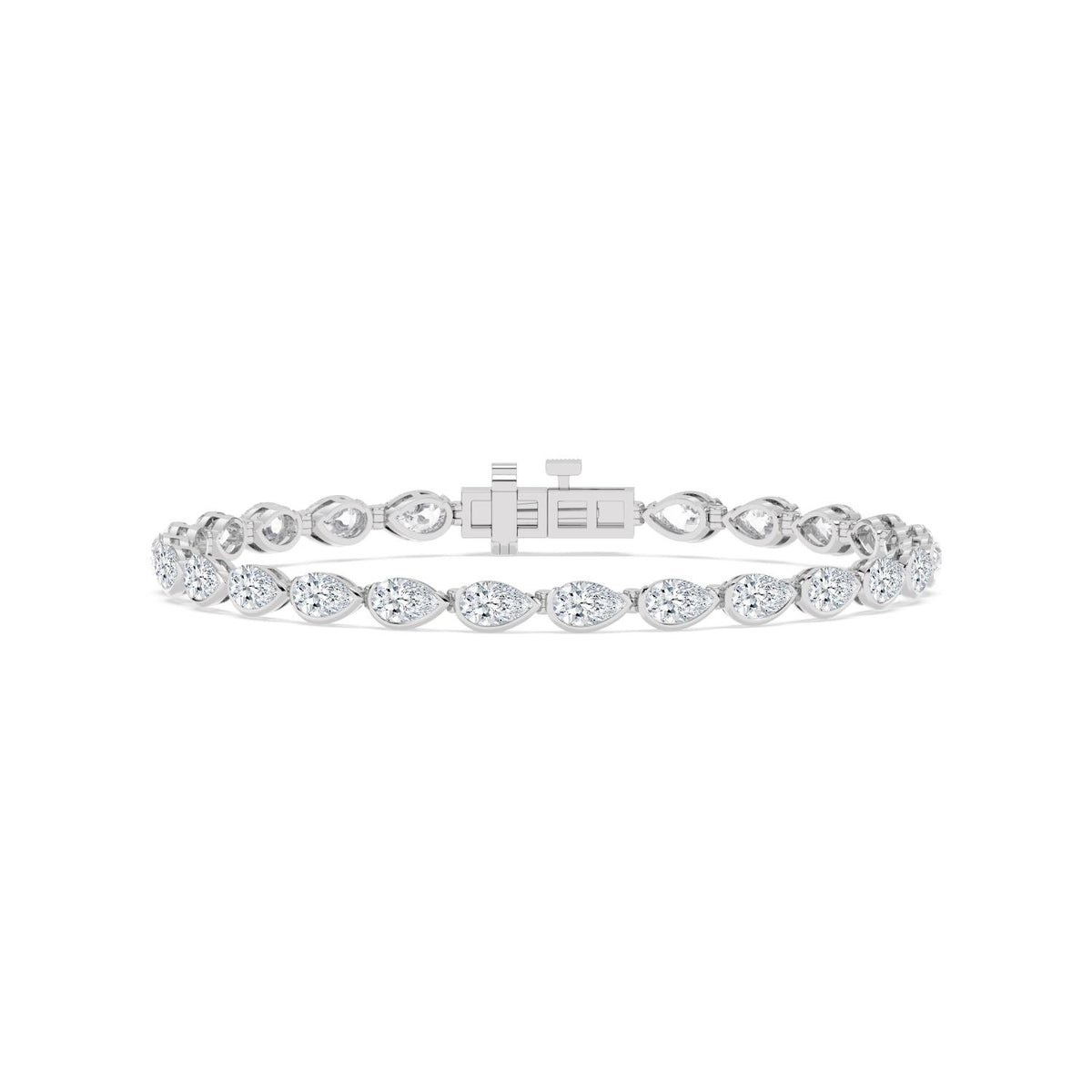 Loren pear diamond line lab grown diamond bracelet in white gold - view 1