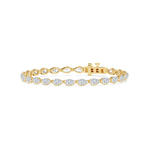 Loren pear diamond line lab grown diamond bracelet in yellow gold - view 3