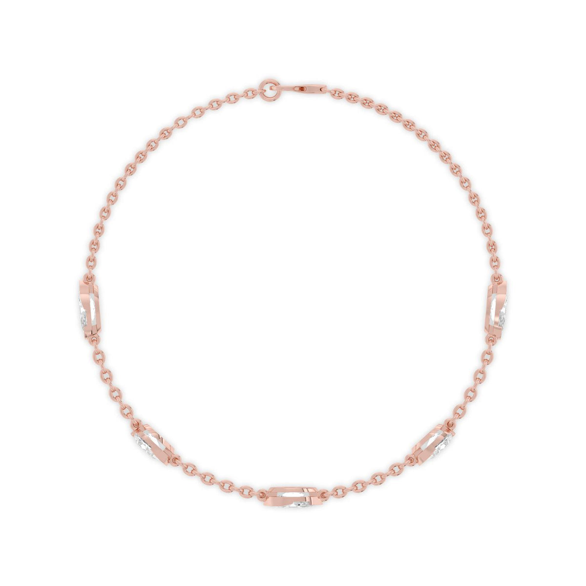 Louise marquise and pear chain lab grown diamond bracelet in rose gold - view 4