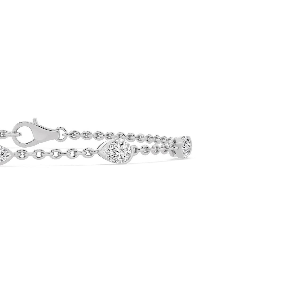 Louise marquise and pear chain lab grown diamond bracelet in white gold - view 5