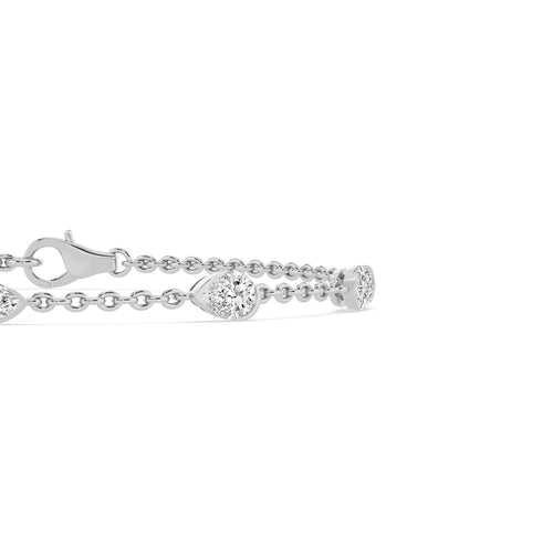 Louise marquise and pear chain lab grown diamond bracelet in white gold - view 5