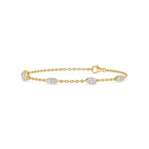 Louise marquise and pear chain lab grown diamond bracelet in yellow gold - view 3