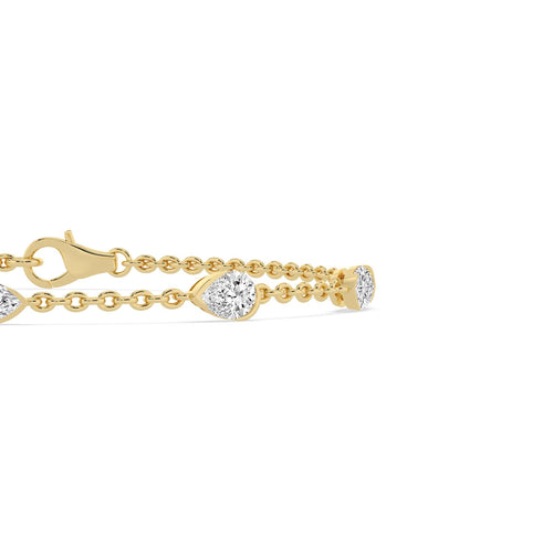 Louise marquise and pear chain lab grown diamond bracelet in yellow gold - view 5