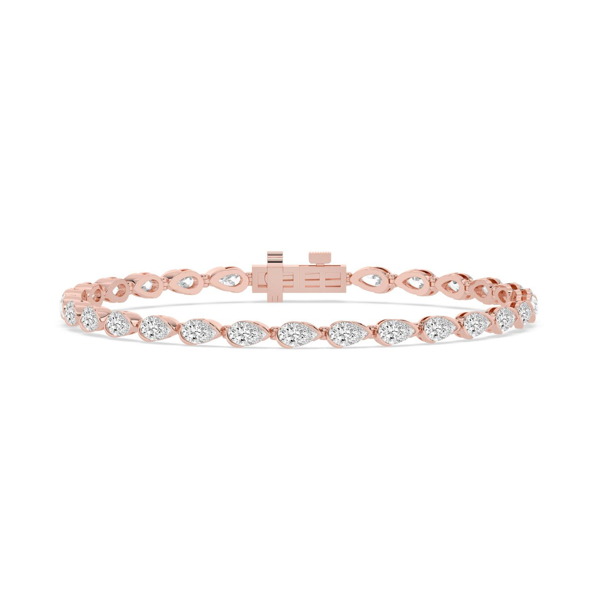Lyra east-west pear line lab grown diamond bracelet in rose gold - view 1