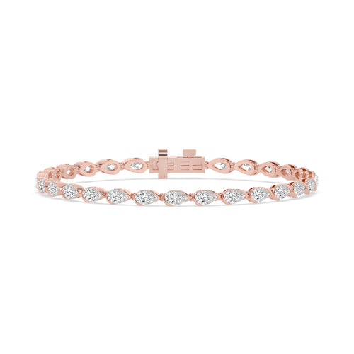 Lyra east-west pear line lab grown diamond bracelet in rose gold - view 1