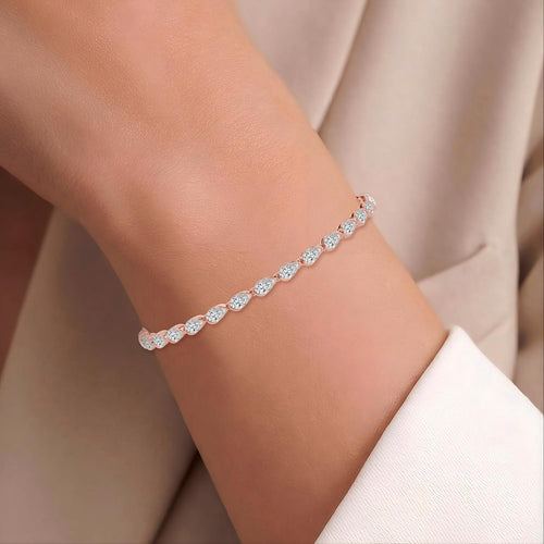 Lyra east-west pear line lab grown diamond bracelet in rose gold - view 2