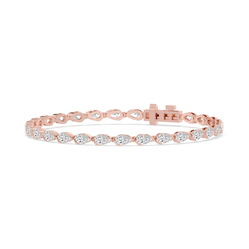 Lyra east-west pear line lab grown diamond bracelet in rose gold - view 3