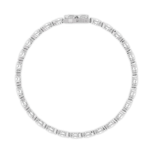 Lyra east-west pear line lab grown diamond bracelet in white gold - view 4