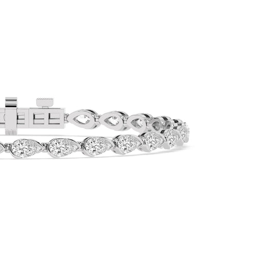 Lyra east-west pear line lab grown diamond bracelet in white gold - view 5
