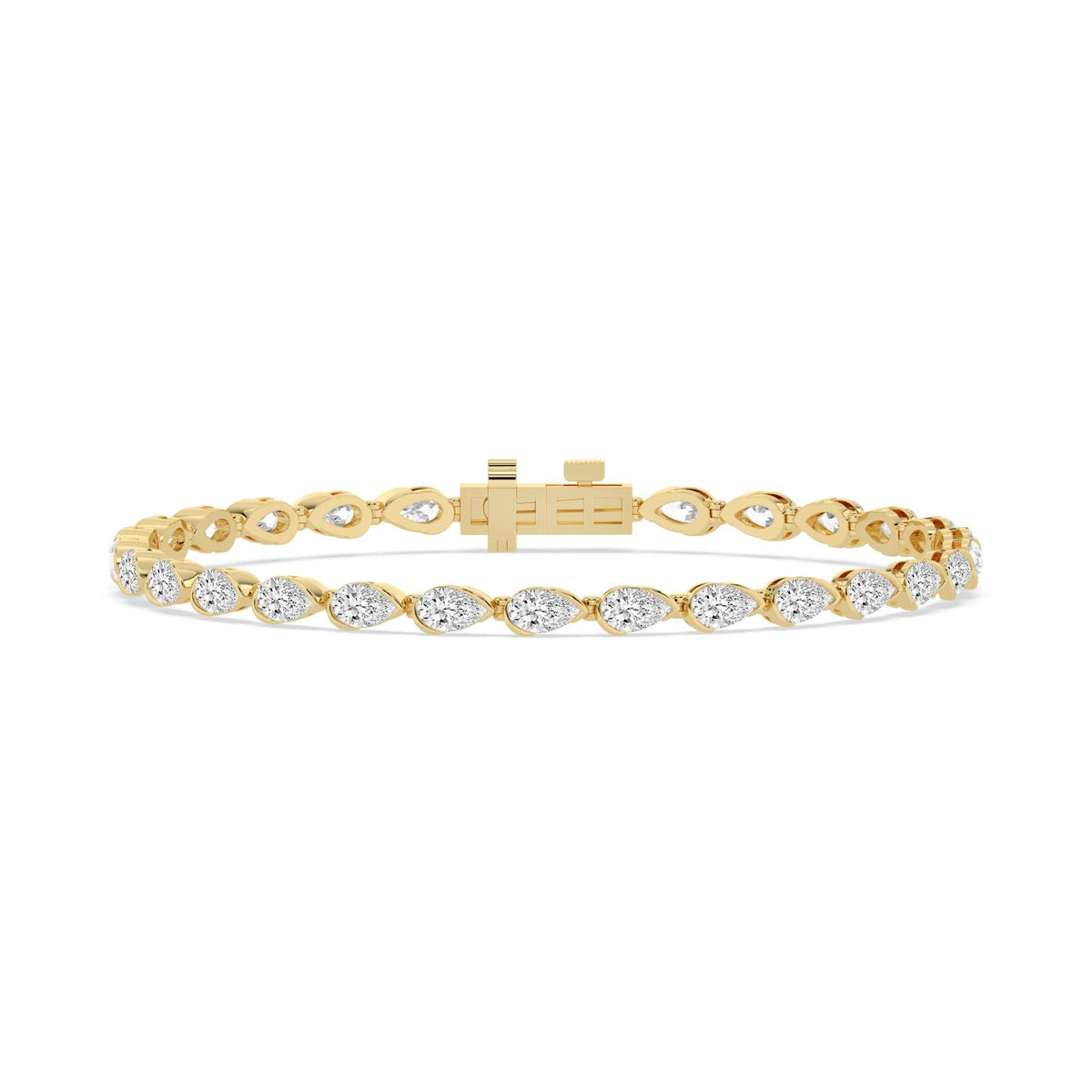 Lyra east-west pear line lab grown diamond bracelet in yellow gold - view 1