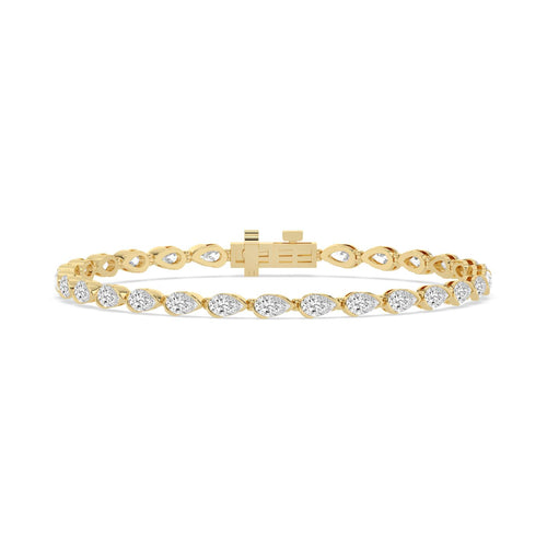 Lyra east-west pear line lab grown diamond bracelet in yellow gold - view 1