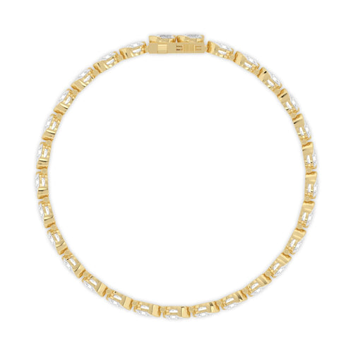 Lyra east-west pear line lab grown diamond bracelet in yellow gold - view 4