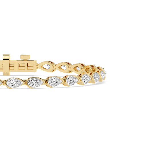 Lyra east-west pear line lab grown diamond bracelet in yellow gold - view 5