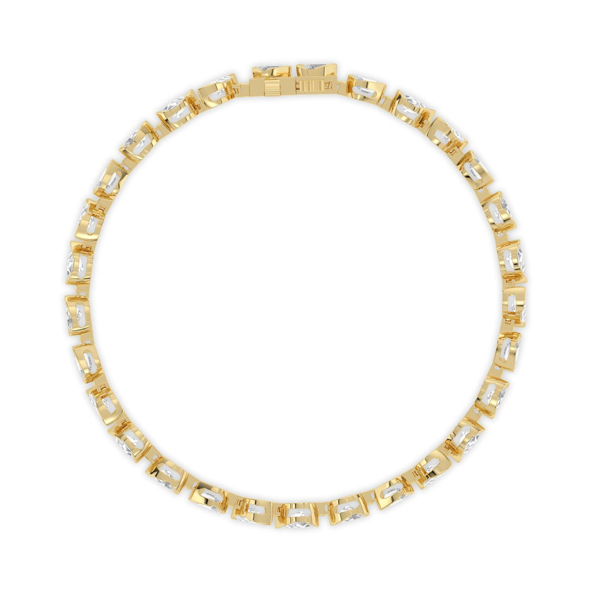 Mabel angled mixed shape line lab grown diamond bracelet in yellow gold - view 4