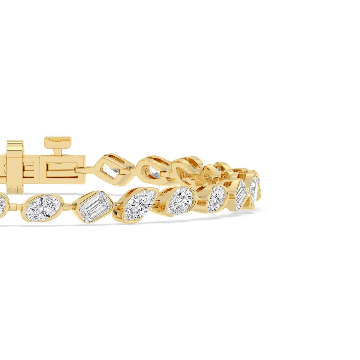Mabel angled mixed shape line lab grown diamond bracelet in yellow gold - view 5