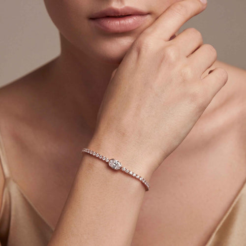 Maeve round centre tennis lab grown diamond bracelet in rose gold - view 3