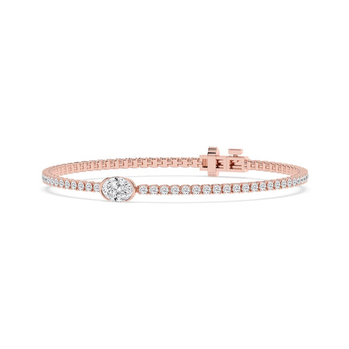 Maeve round centre tennis lab grown diamond bracelet in rose gold - view 4