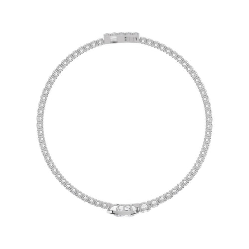 Magnolia oval centre tennis lab grown diamond bracelet in white gold - view 5