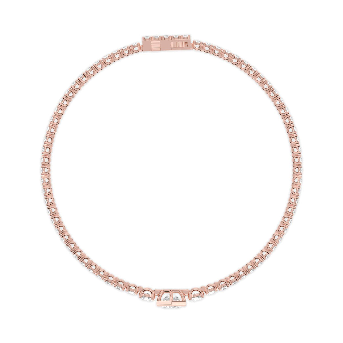 Maia three-stone centre tennis lab grown diamond bracelet in rose gold - view 5