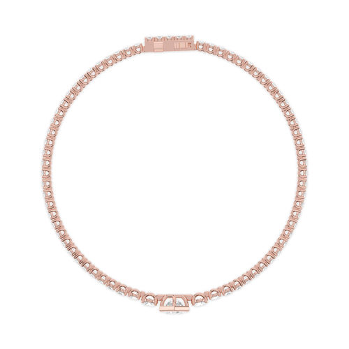 Maia three-stone centre tennis lab grown diamond bracelet in rose gold - view 5