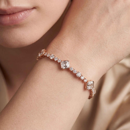 Margot east-west oval centre tennis lab grown diamond bracelet in rose gold - view 2