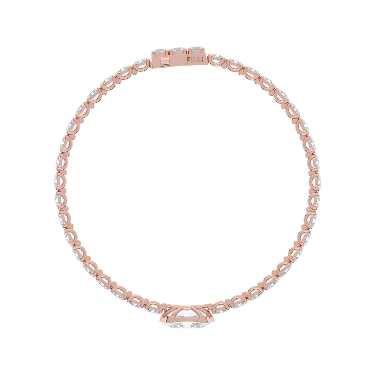 Margot east-west oval centre tennis lab grown diamond bracelet in rose gold - view 4
