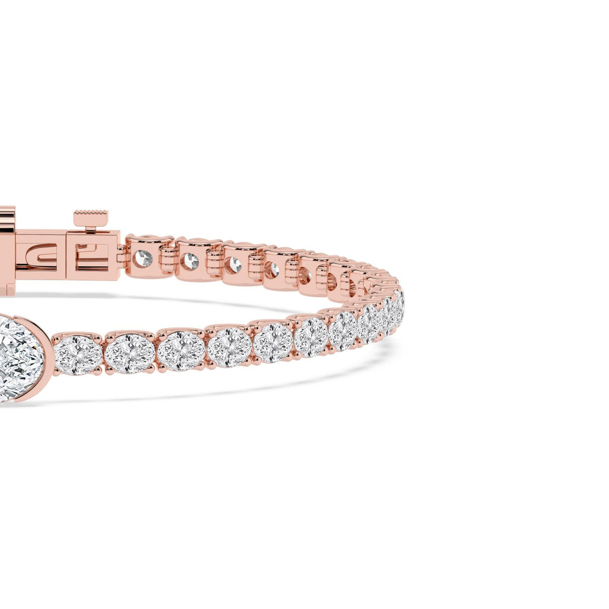 Margot east-west oval centre tennis lab grown diamond bracelet in rose gold - view 5