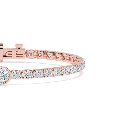 Margot east-west oval centre tennis lab grown diamond bracelet in rose gold - view 5