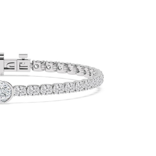 Margot east-west oval centre tennis lab grown diamond bracelet in white gold - view 5