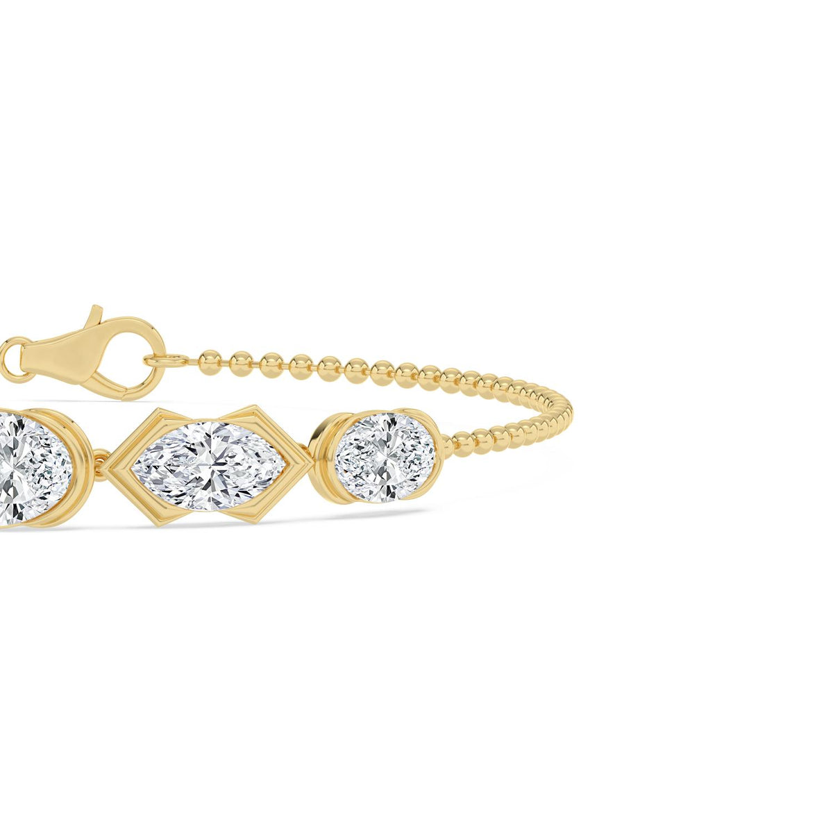 Marina mixed shape five-stone chain lab grown diamond bracelet in yellow gold - view 5