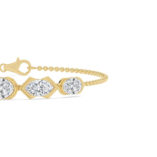 Marina mixed shape five-stone chain lab grown diamond bracelet in yellow gold - view 5