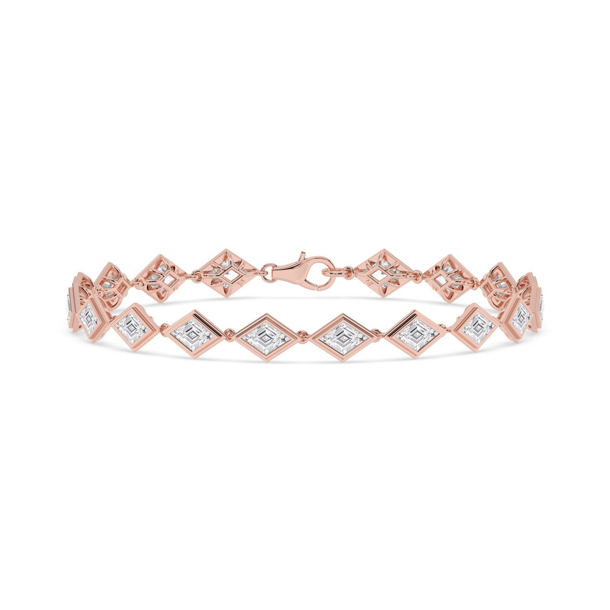 Matilda geometric bezel line lab grown diamond bracelet in rose gold - view 1