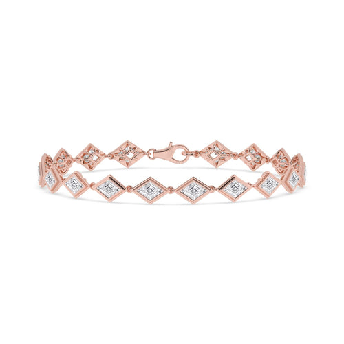 Matilda geometric bezel line lab grown diamond bracelet in rose gold - view 1