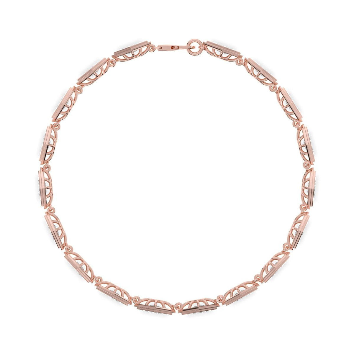 Matilda geometric bezel line lab grown diamond bracelet in rose gold - view 4