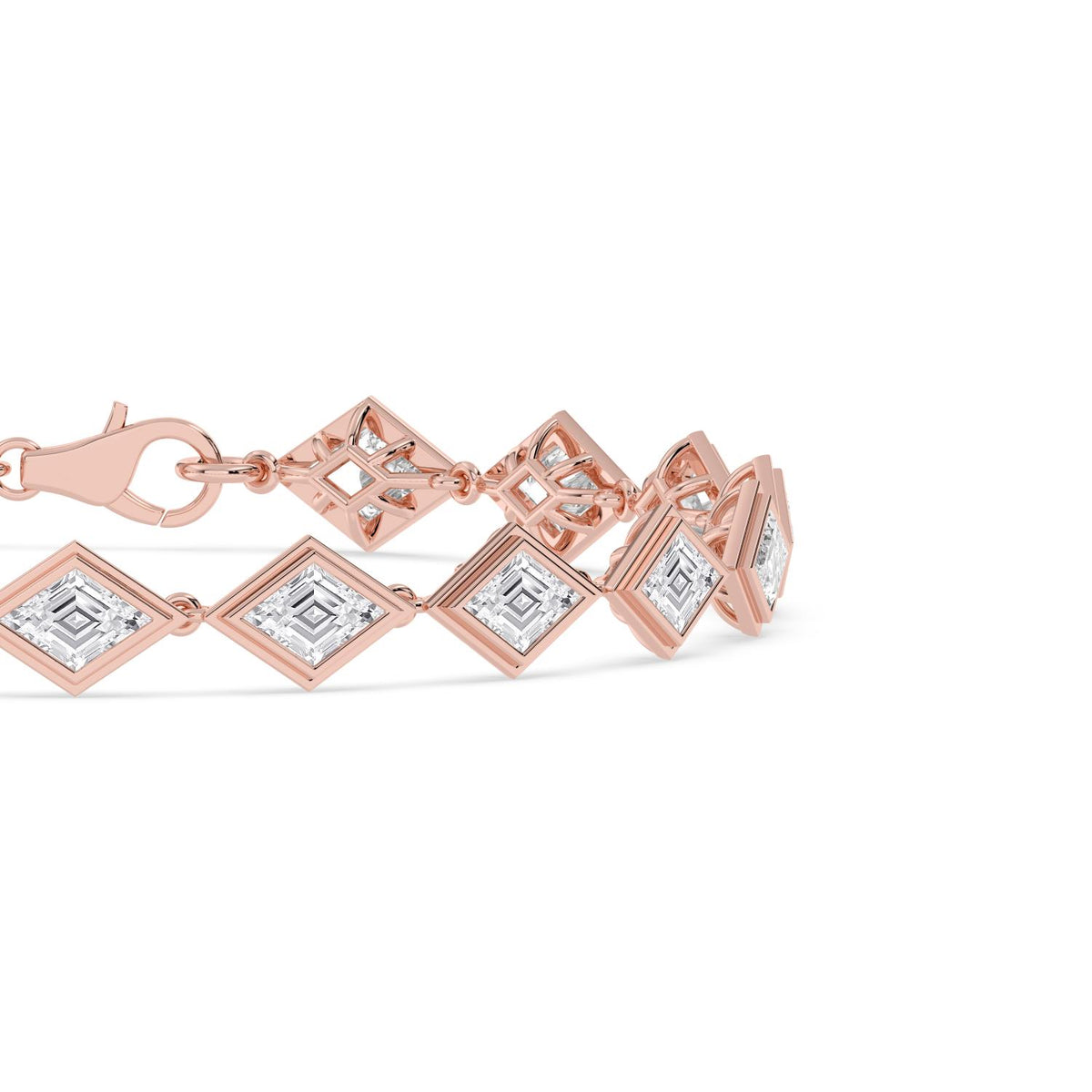 Matilda geometric bezel line lab grown diamond bracelet in rose gold - view 5