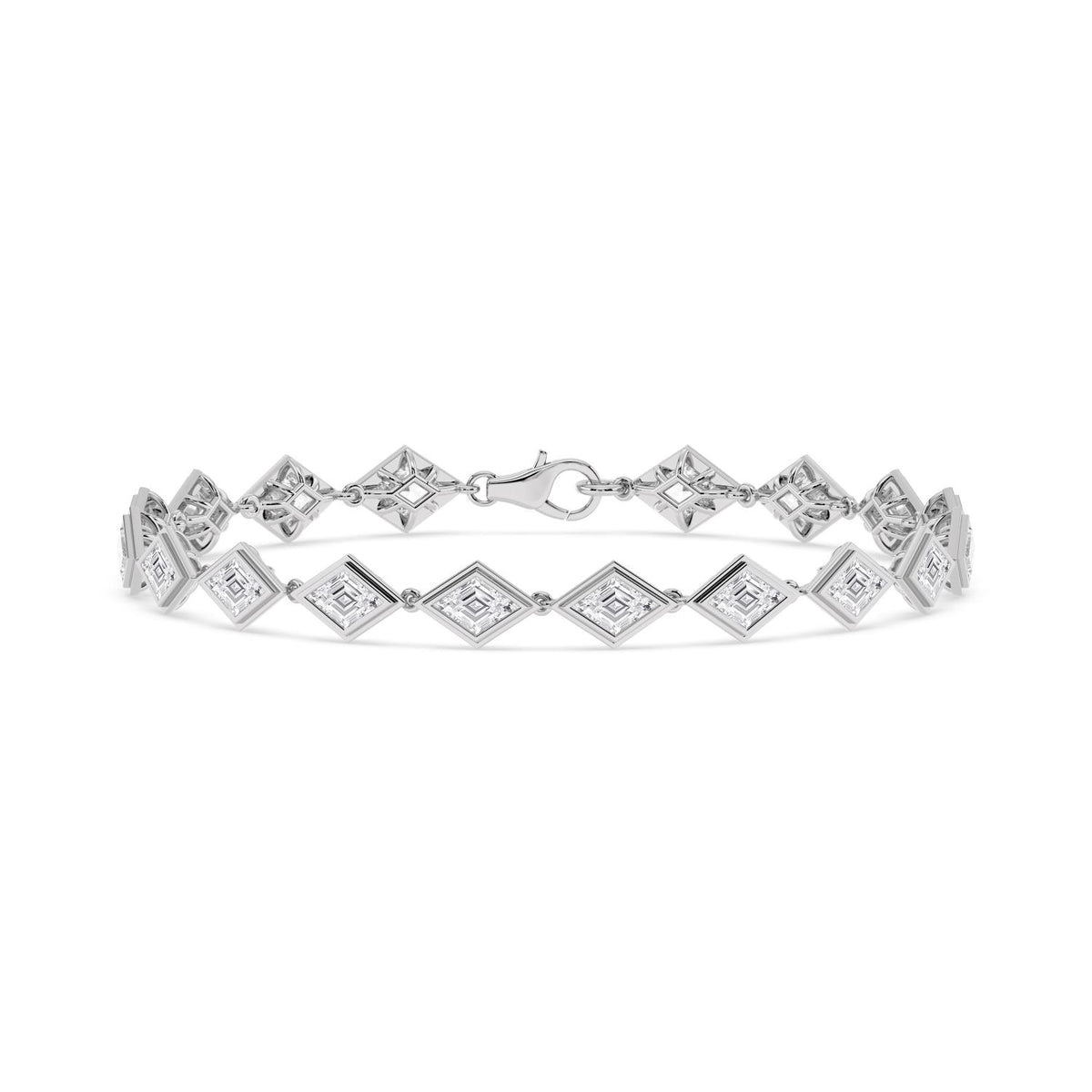 Matilda geometric bezel line lab grown diamond bracelet in white gold - view 1