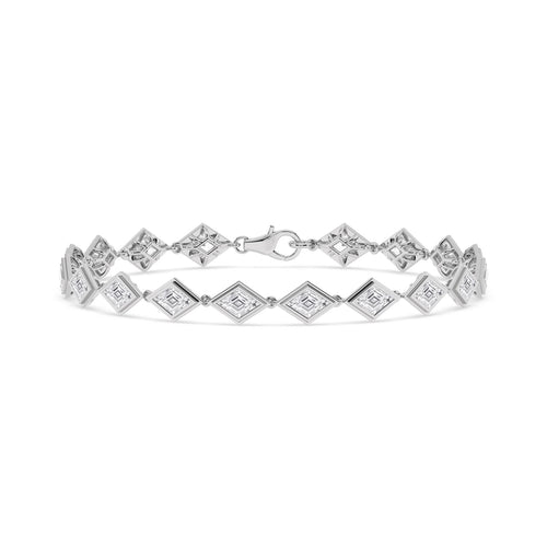 Matilda geometric bezel line lab grown diamond bracelet in white gold - view 1