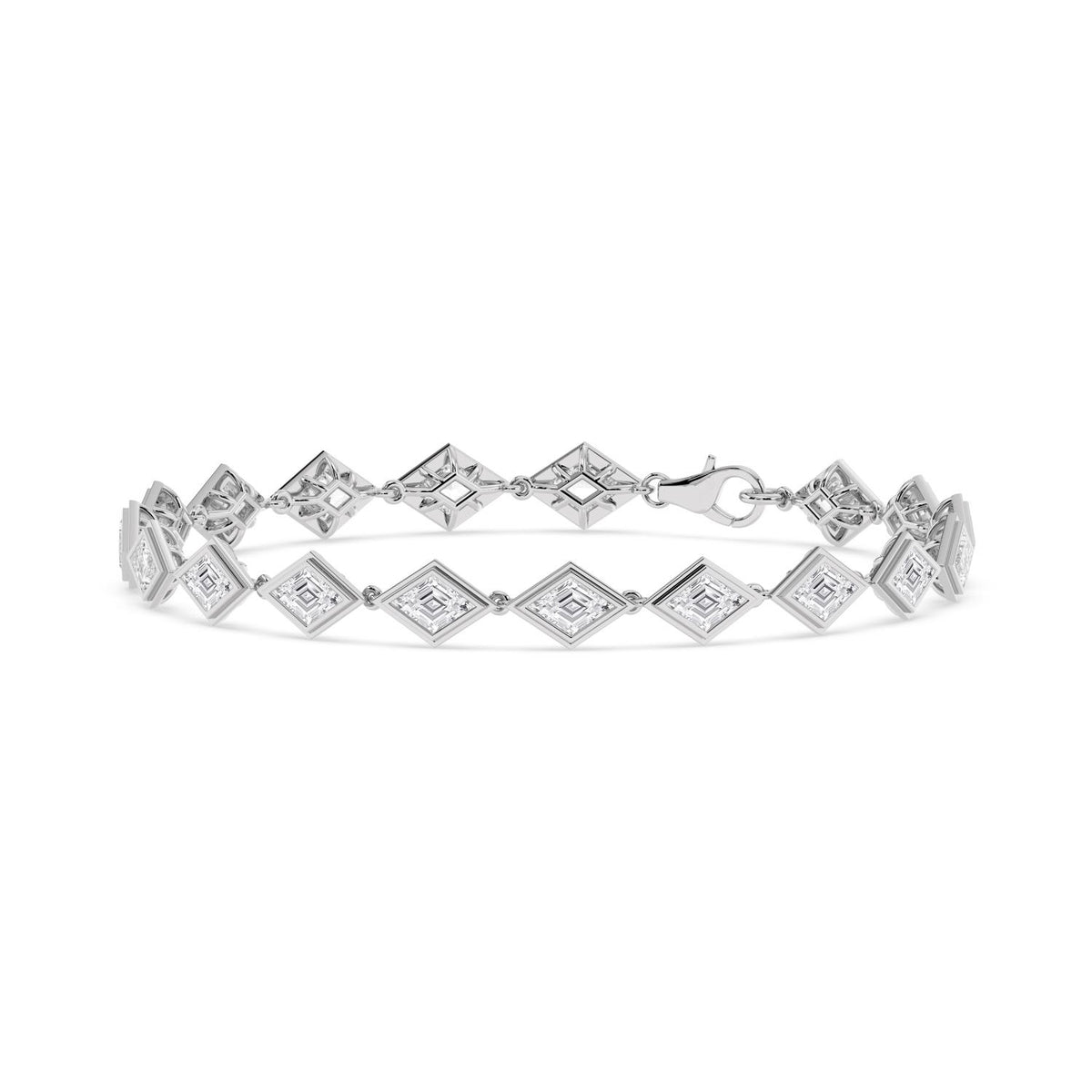 Matilda geometric bezel line lab grown diamond bracelet in white gold - view 3