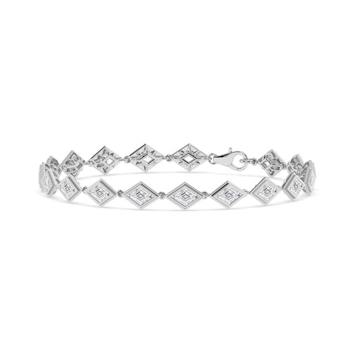 Matilda geometric bezel line lab grown diamond bracelet in white gold - view 3
