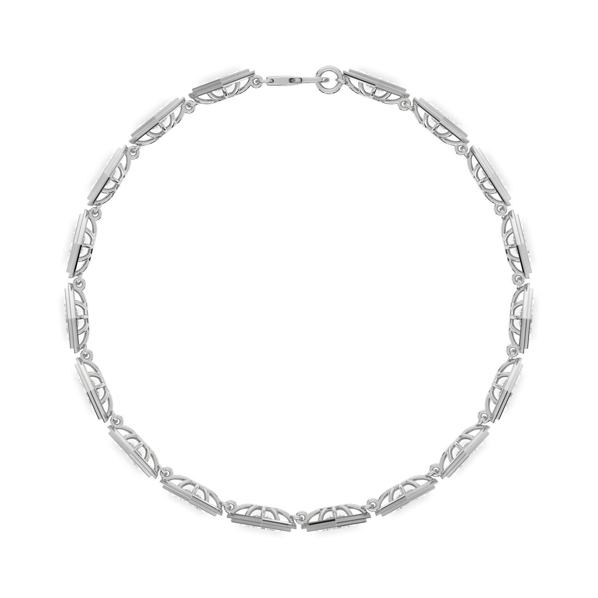 Matilda geometric bezel line lab grown diamond bracelet in white gold - view 4