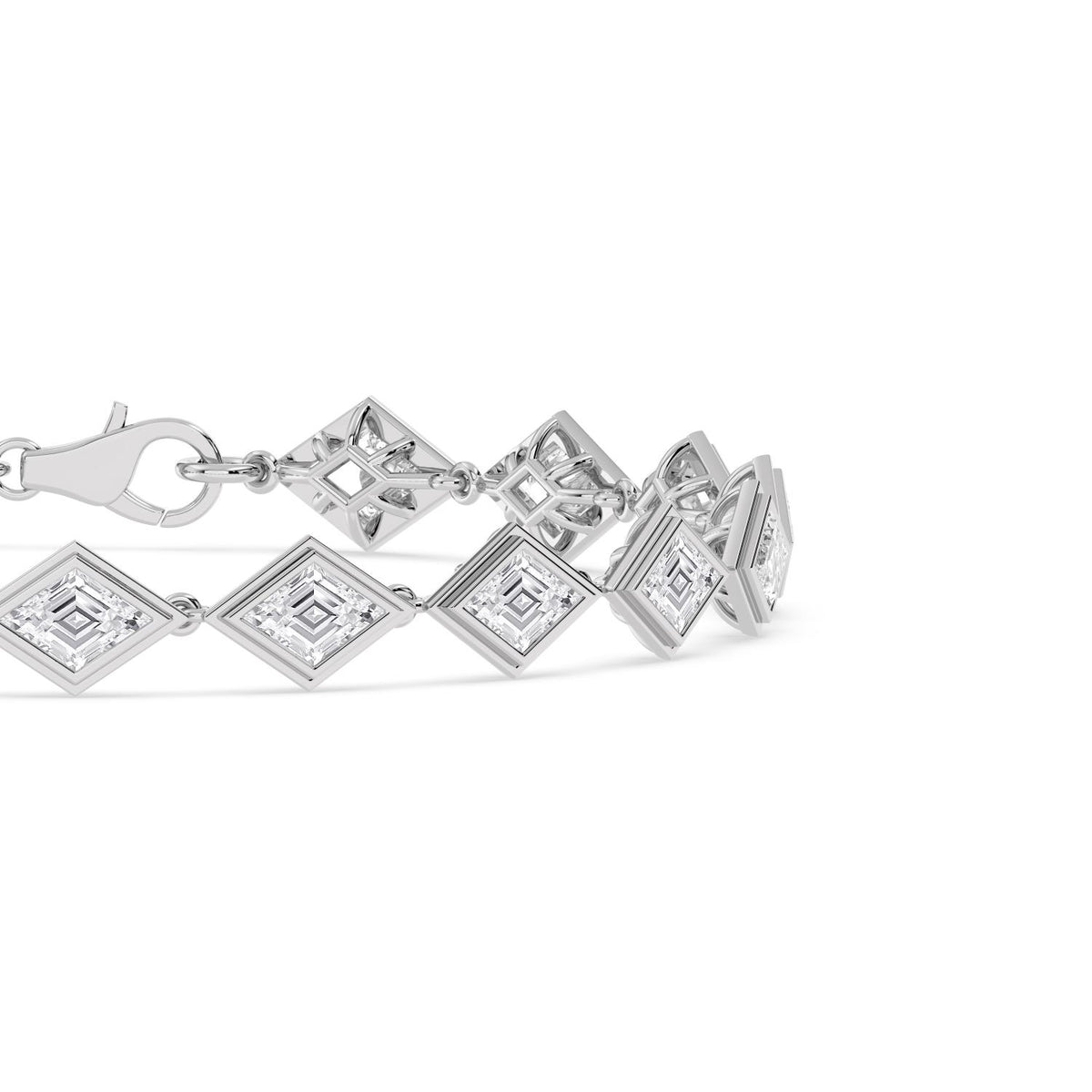 Matilda geometric bezel line lab grown diamond bracelet in white gold - view 5